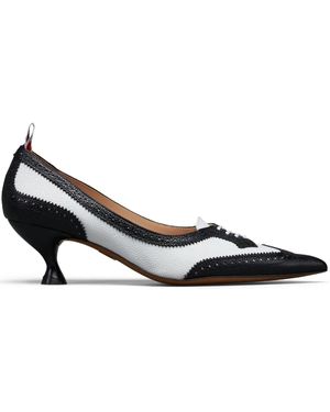 Thom Browne Pebble Grain Wingtip Court Shoes 50Mm - Metallic