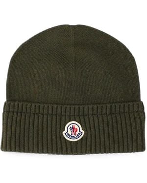 Moncler Berretto Con Applicazione Logo - Verde