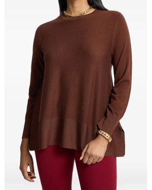 Elena Miro Slit-Cuff Flared-Hem Sweater - Brown