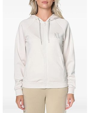 ARMANI EXCHANGE Logo-Embellished Zip-Up Hoodie - White