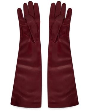 Alberta Ferretti Long Leather Gloves - Purple
