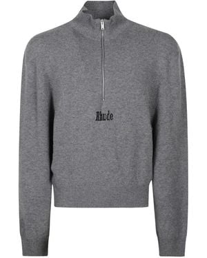 Rhude Logo-Embroidered Cashmere Sweater - Grey