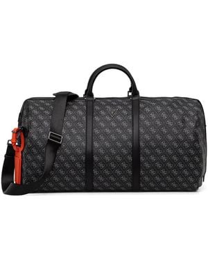 Guess Monogram-Print Logo-Plaque Holdall - Black