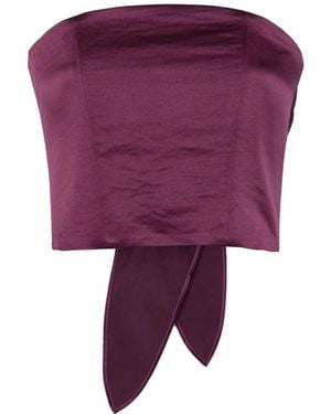 forte_forte Tie-Fastening Satin Cropped Top - Purple