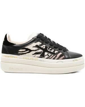Premiata Claudia Zebra-Print Platform Trainers - Black