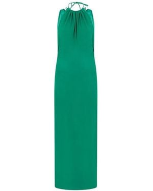 Alberta Ferretti Ruffled Halterneck Maxi Dress - Green