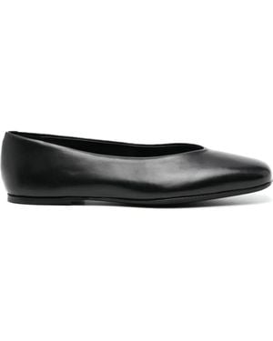 Paul Smith Square-Toe Leather Ballet Flats - Black