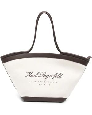 KARL LAGERFELD Logo-Print Tote Bag - White