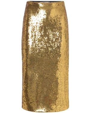 ERMANNO FIRENZE Sequinned Midi Skirt - Metallic