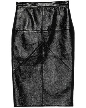 Lanvin Crinkled-Finish Pencil Midi Skirt - Gray