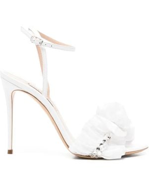 Casadei Ruffled Embellished Sandals - White