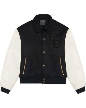 PLACE OF ELMS Debossed Embroidered Varsity Jacket - White