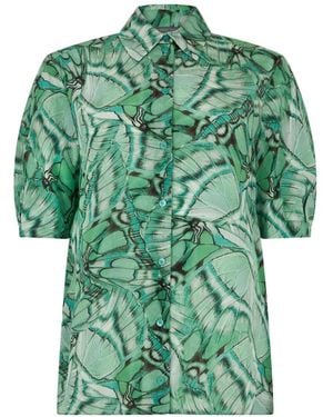 Alberta Ferretti Leaf-Print Silk Shirt - Green