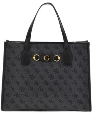 Guess Izzy Logo-Print Tote Bag - Black