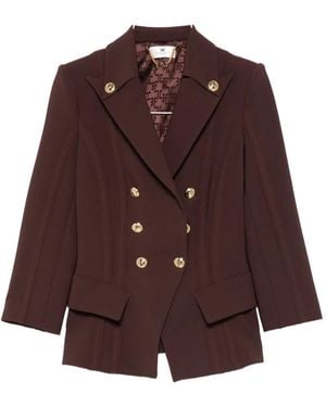Elisabetta Franchi Double-Breasted Blazer - Brown