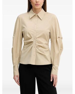 Sisley Camisa Fruncida De Manga Farol - Neutro
