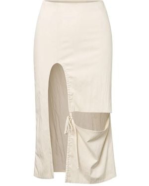 Elena Velez Double Slit Midi Skirt - Natural