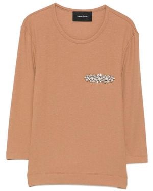 Simone Rocha Embellished-Detail Long-Sleeve T-Shirt - Natural