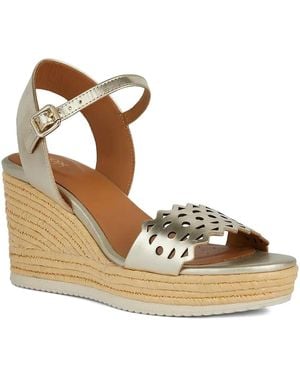 Geox Sandalias Ponza con cuña de 75 mm - Metálico