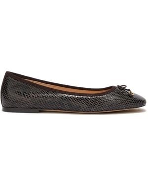 Odissi Lou Python-Print Leather Ballet Flats - White