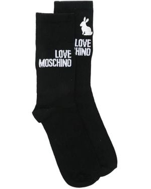 Love Moschino Calcetines Con Motivo De Conejo Y Logo En Intarsia - Negro