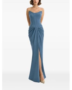 Gemy Maalouf Strapless Corset-Style Dress - Blue