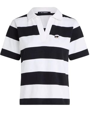 KARL LAGERFELD Ikon-Patch Polo Shirt - White
