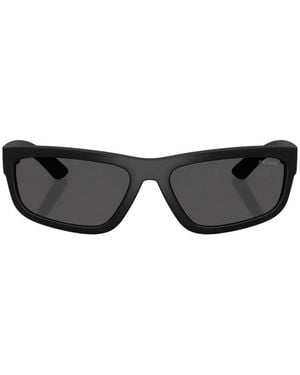Prada Linea Rossa Lunettes De Soleil À Monture Rectangulaire - Black