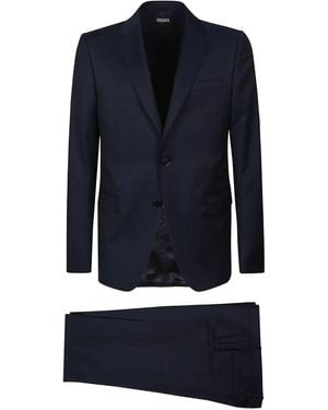 ZEGNA Traje de lana con dos botones - Azul