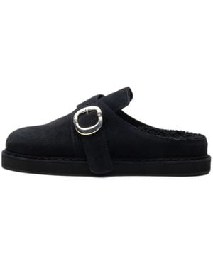 Chrome Hearts Buckle-Fastening Suede Clogs - Wit