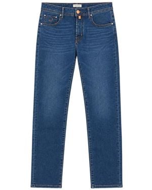 Jacob Cohen Vaqueros Bordados Con Parche Del Logo - Azul