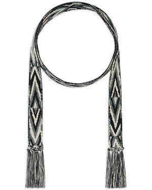 Pierre Louis Mascia Geometric Tassel Cotton Belt - White