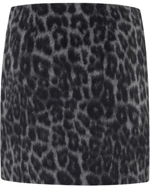 FEDERICA TOSI Leopard-Print Pocket Mini Skirt - Black