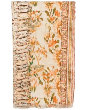 Pierre Louis Mascia Floral-Print Fringed Scarf - Metallic