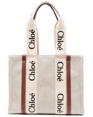 Chloé Midi Shopping Bag Crafted In Cotton Canvas - Multicolour