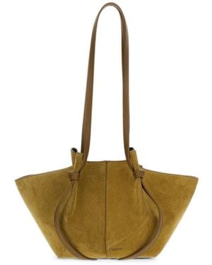 Yuzefi Mochi Knot-Detail Suede Shoulder Bag - Natural