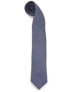 Brunello Cucinelli Silk Tie With Geometric Pattern - Blue