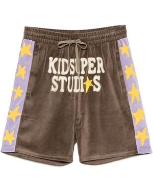 Kidsuper Logo-Embroidered Star-Patch Shorts - Brown