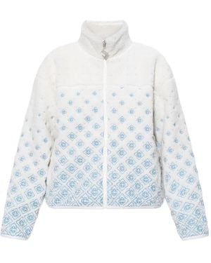 CASABLANCA Monogram Zip-Up Fleece Jacket - White