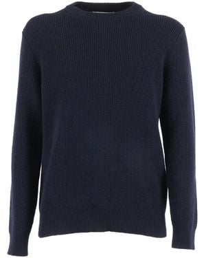 Ballantyne Round-Neck Ribbed Sweater - Blue