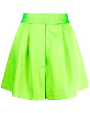 Alex Perry Pleated High-Waisted Shorts - Green