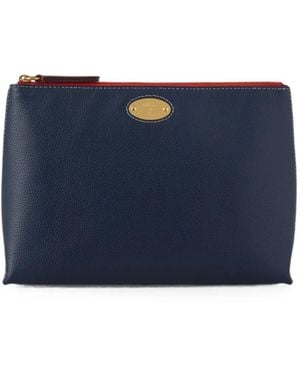 Mulberry Estuche De Maquillaje Pequeño Con Placa Del Logo - Azul