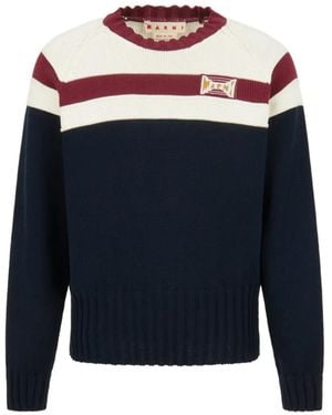 Marni Colour-Block Striped Cotton Sweatshirt - Blue