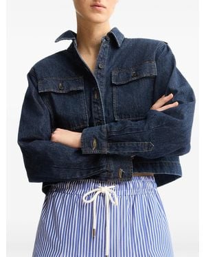 Arlo Mott Veste En Jean Henry À Coupe Crop - Bleu