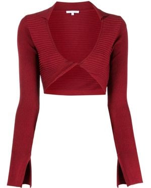 Patrizia Pepe Scoop-Neck Long-Sleeve Top - Red