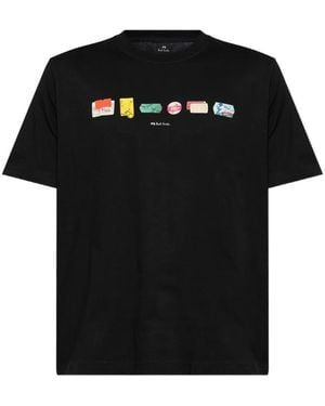 Paul Smith Stickers Graphic-Print T-Shirt - Black