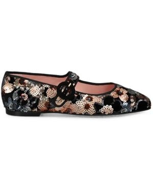 Pretty Ballerinas Camille Sequin-Embellished Floral Ballet Flats - White