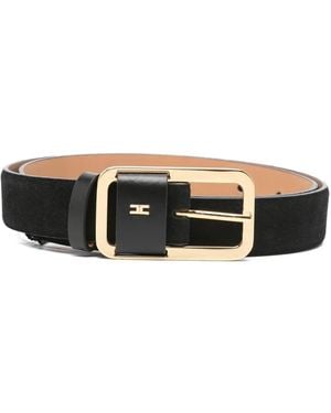 Elisabetta Franchi Tone Buckle Leather Belt - Black