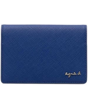 agnès b. Leather Cardholder - Blue