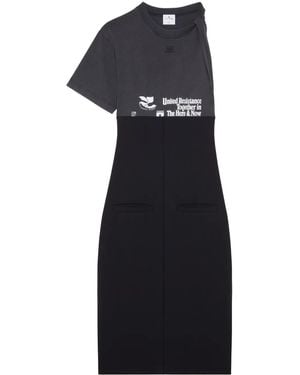 Courreges Logo-Print Panelled Midi Dress - Black